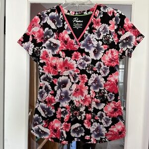 Healing Hands Premiere Floral Scrub Top size XS ~ NWOT ~